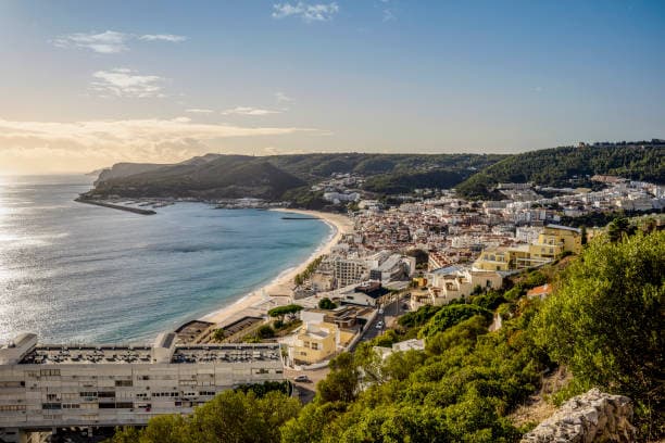 Scenic view of Sesimbra showcasing the local architecture and landscape