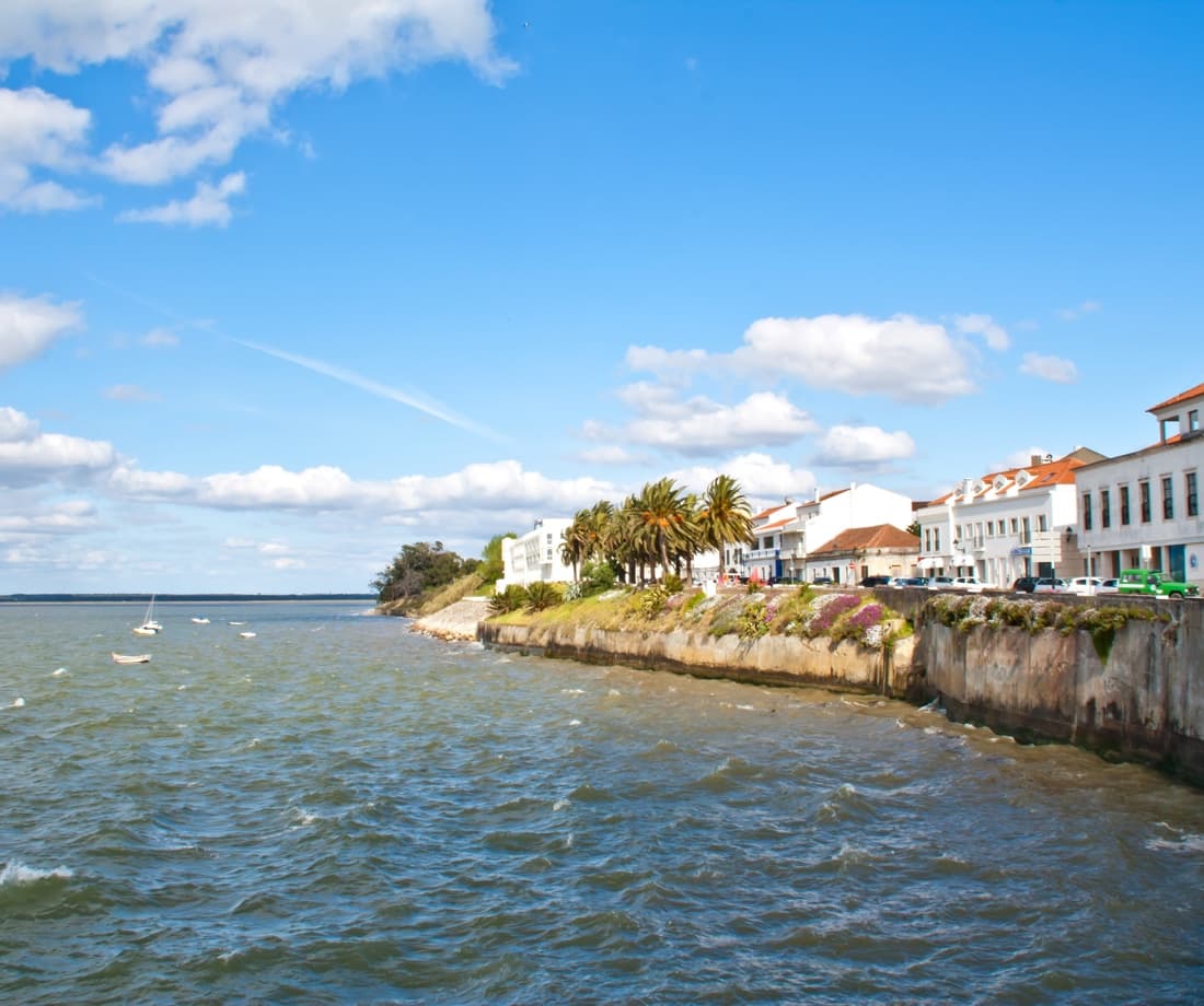 Scenic view of Alcochete showcasing the local architecture and landscape